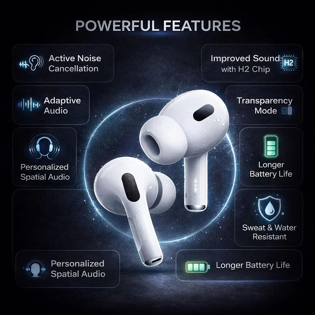 TAHPODS PRO 2 WITH FREE MAGSAFE POWERPACK 10000 MAH WITH FREE 4 IN 1 MULTI CHARGING CABLE
